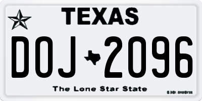 TX license plate DOJ2096
