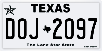 TX license plate DOJ2097