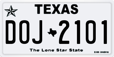 TX license plate DOJ2101