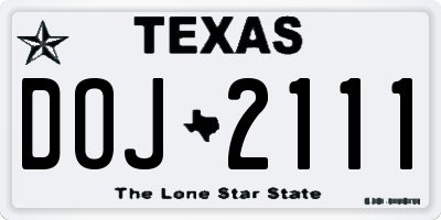TX license plate DOJ2111
