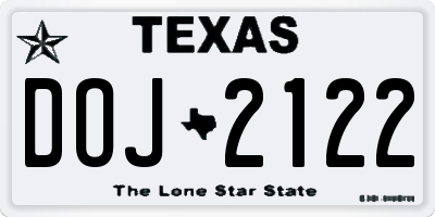 TX license plate DOJ2122