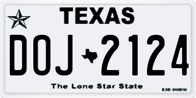 TX license plate DOJ2124