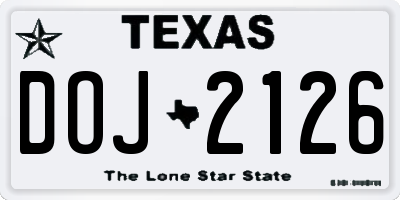 TX license plate DOJ2126