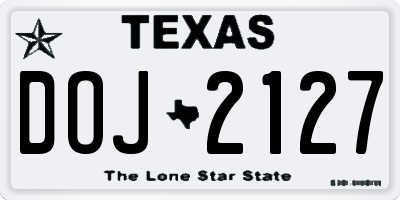 TX license plate DOJ2127