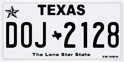 TX license plate DOJ2128