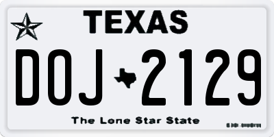 TX license plate DOJ2129