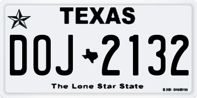 TX license plate DOJ2132