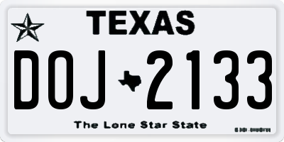 TX license plate DOJ2133