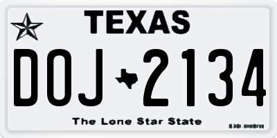 TX license plate DOJ2134