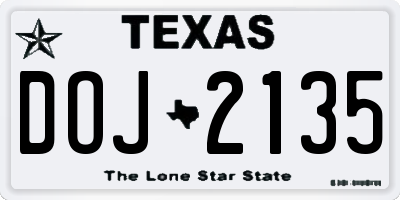TX license plate DOJ2135