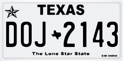 TX license plate DOJ2143