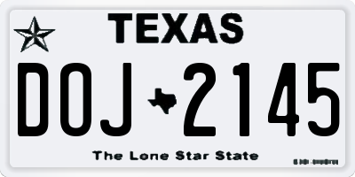 TX license plate DOJ2145
