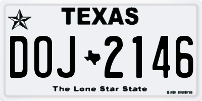 TX license plate DOJ2146