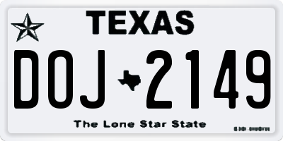 TX license plate DOJ2149