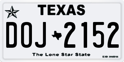 TX license plate DOJ2152