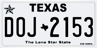 TX license plate DOJ2153