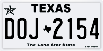 TX license plate DOJ2154