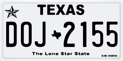 TX license plate DOJ2155