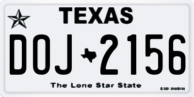 TX license plate DOJ2156