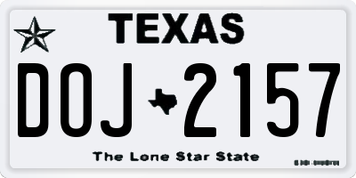 TX license plate DOJ2157