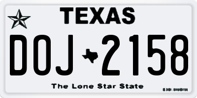 TX license plate DOJ2158