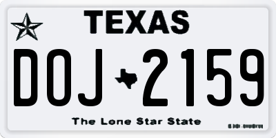 TX license plate DOJ2159