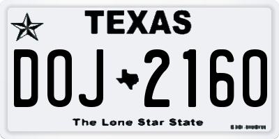 TX license plate DOJ2160