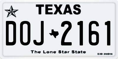TX license plate DOJ2161