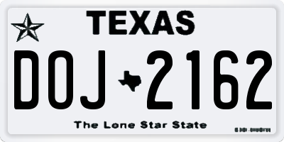 TX license plate DOJ2162