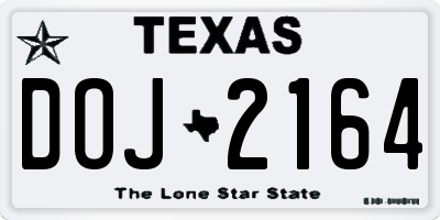 TX license plate DOJ2164