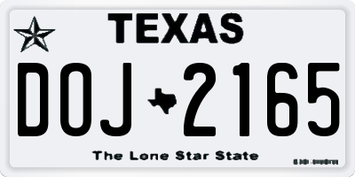 TX license plate DOJ2165