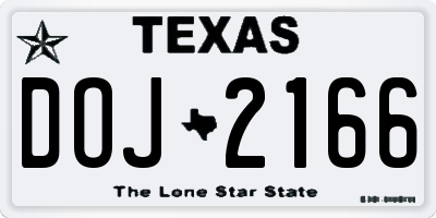 TX license plate DOJ2166