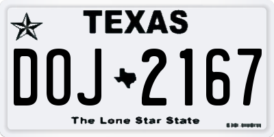 TX license plate DOJ2167