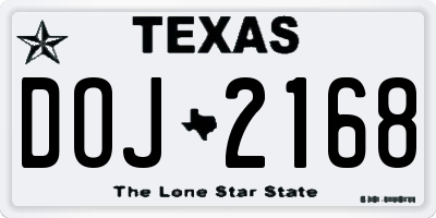 TX license plate DOJ2168