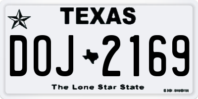TX license plate DOJ2169