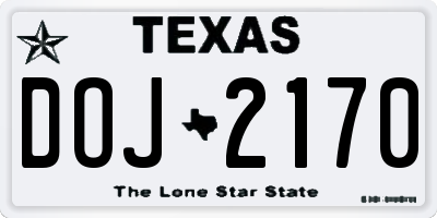 TX license plate DOJ2170