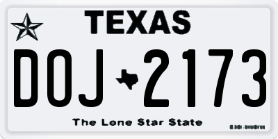 TX license plate DOJ2173