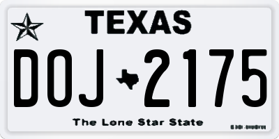 TX license plate DOJ2175