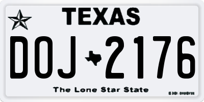 TX license plate DOJ2176