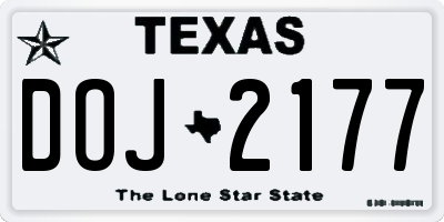 TX license plate DOJ2177