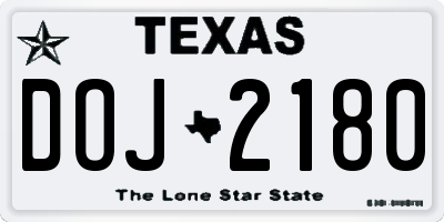 TX license plate DOJ2180