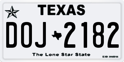 TX license plate DOJ2182