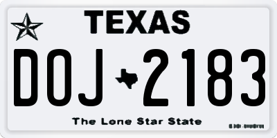 TX license plate DOJ2183