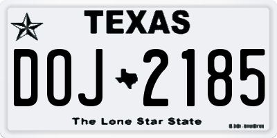 TX license plate DOJ2185