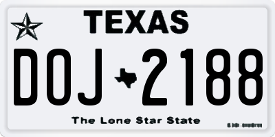TX license plate DOJ2188