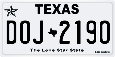 TX license plate DOJ2190