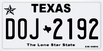 TX license plate DOJ2192