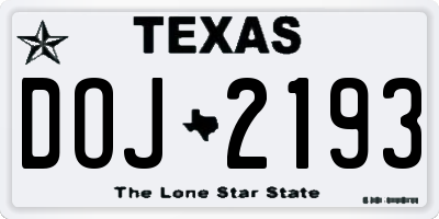 TX license plate DOJ2193