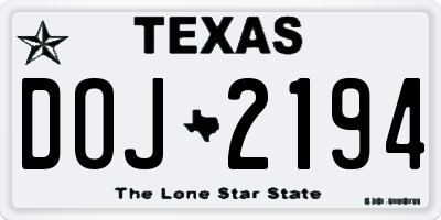 TX license plate DOJ2194
