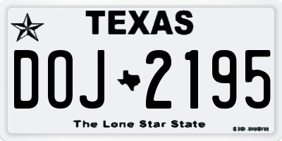 TX license plate DOJ2195